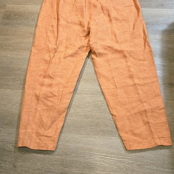 Eileen Fisher Womens Large 100% Organic Linen Lantern Pants Ankle Elastic Waist - Picture 3 of 8